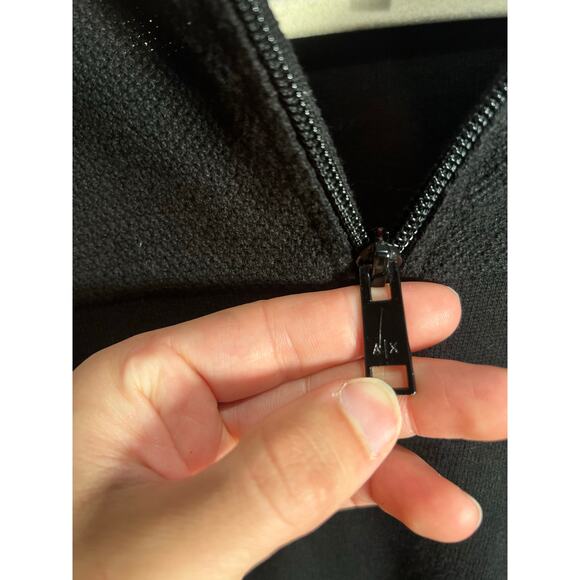 ARMANI EXCHANGE 1/4 Zip Pullover Sweater Black Knitted 100% Cotton Men's Sz M - Picture 10 of 13